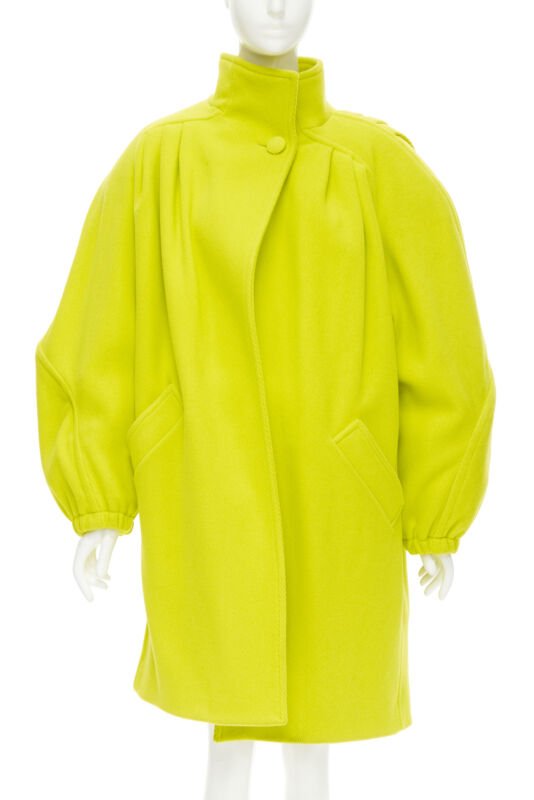runway BALENCIAGA 2019 Runway yellow wool padded oversized cocoon coat FR34 XS