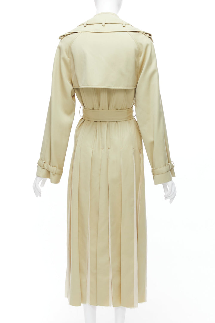 GABRIELA HEARST 100% merino wool silk trimmed pleats trench coat IT40 S