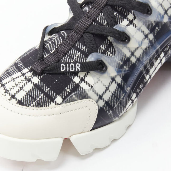 CHRISTIAN DIOR D Connect black white check chunky sole sneaker EU38 US8