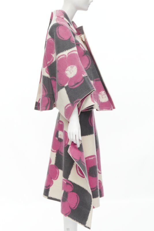 rare COMME DES GARCONS 2012 Runway 2D Flat Packed Doll floral checkered set XS