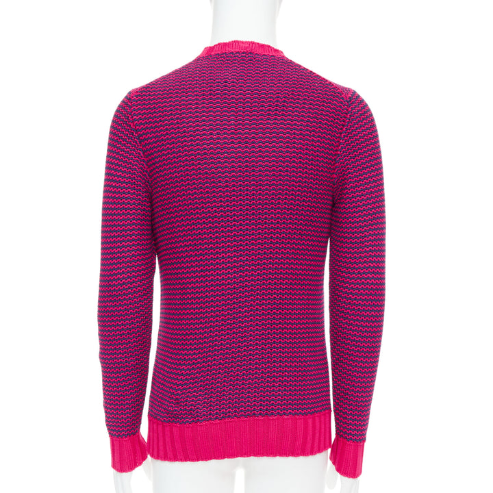 DRUMOHR pink violet cotton knit scallop collar crew sweater IT48 M