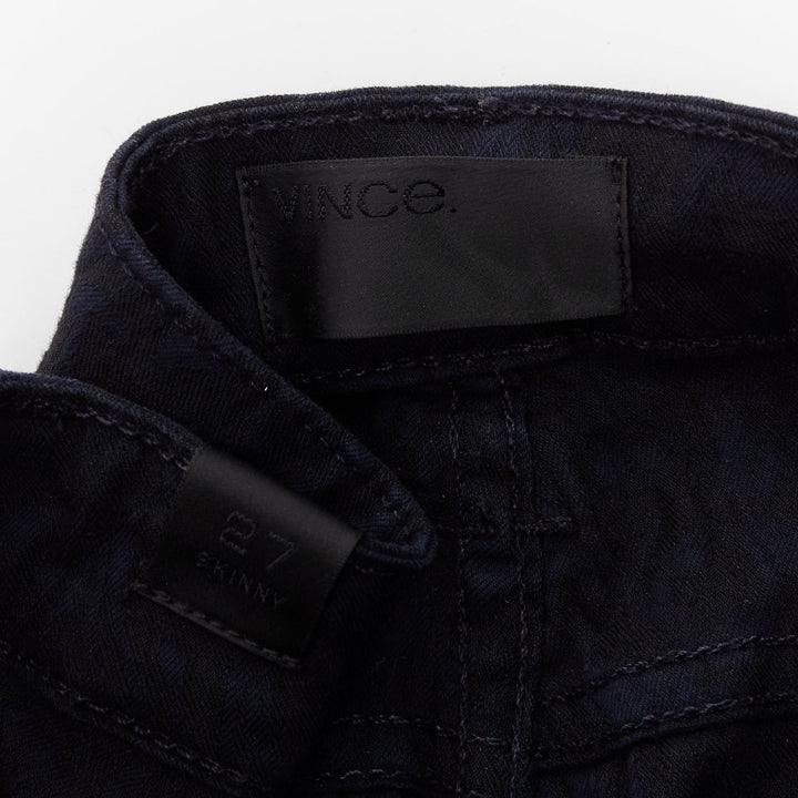 VINCE navy crinkle jacquard jersey mid waist skinny jeans pants 27"