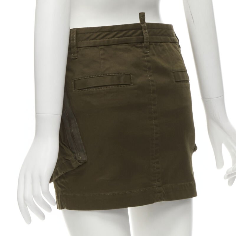 DSQUARED2 2020 dark green oversized cargo pocket mini skirt IT36 XXS