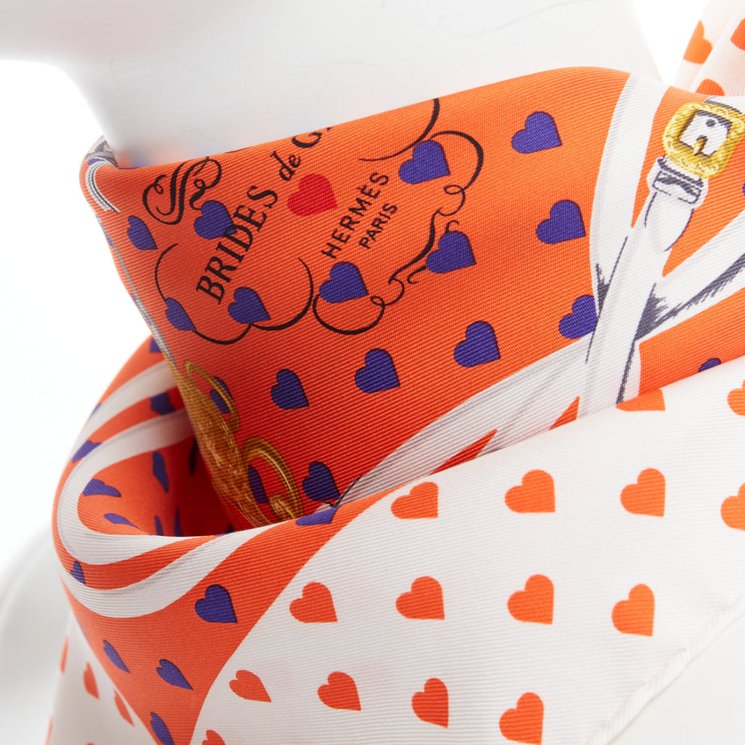 HERMES 2017 Bride de Gala 90 orange white heart barrcco small scarf
