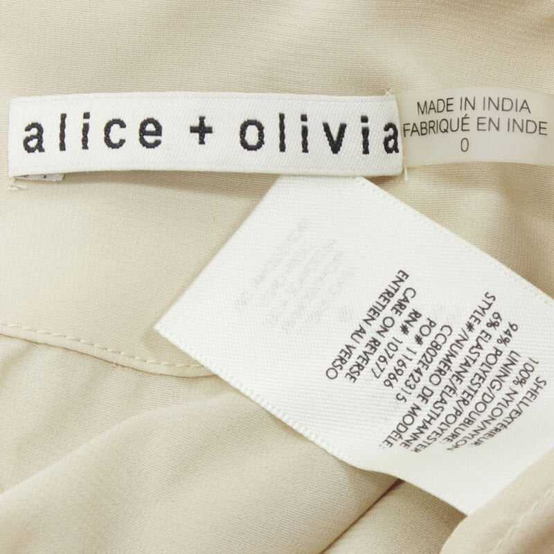 ALICE OLIVIA gold bling sequins sheer nude panel midi skirt US0 XS