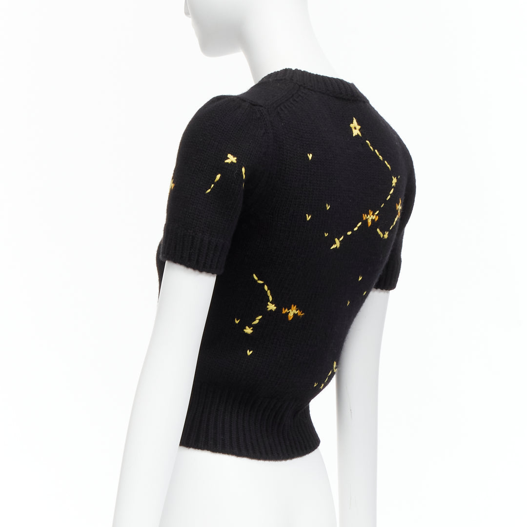 CHRISTIAN DIOR 2022 Pixel Zodiac Scorpio wool cashmere cropped sweater FR34 XS