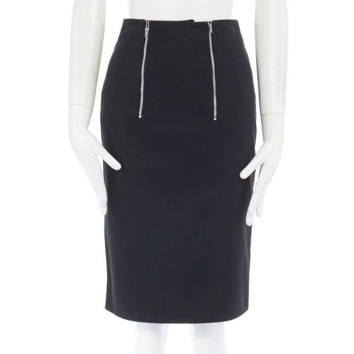 JEAN PAUL GAULTIER black cotton dual zip circle stitch padded bum skirt 25" XS