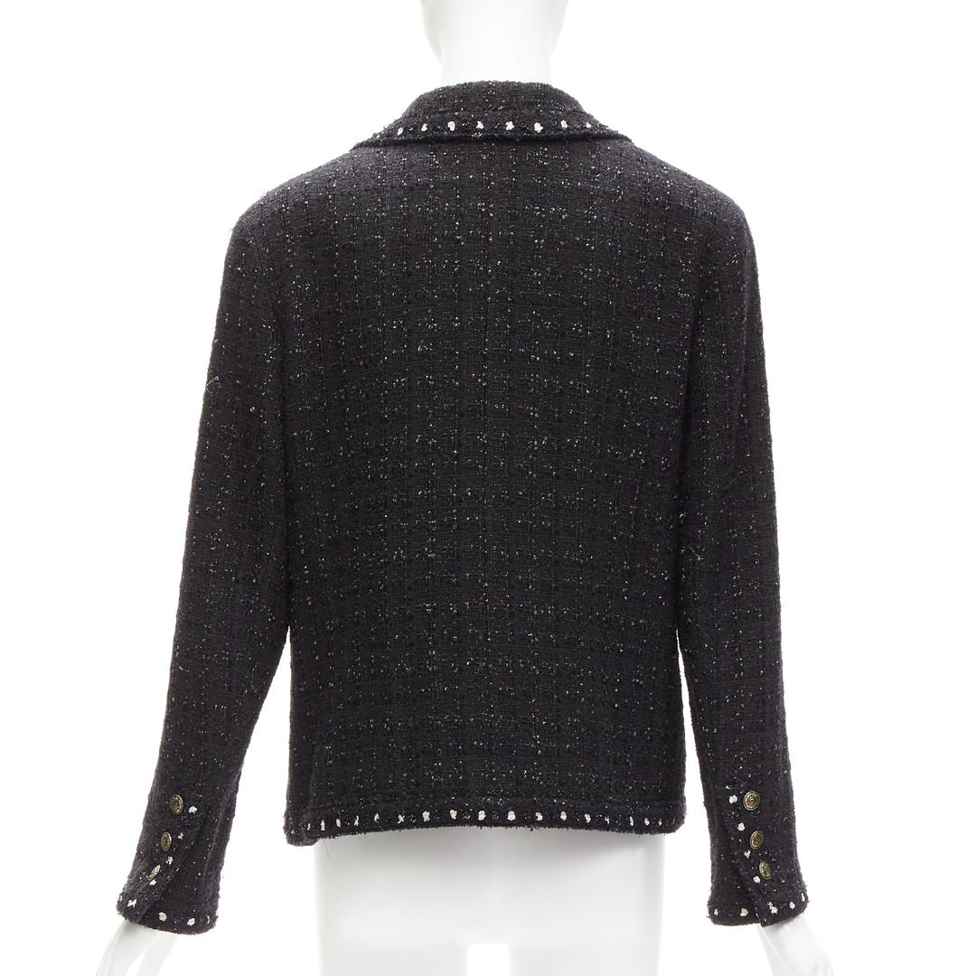 rare CHANEL 05A Fantasy Tweed CC button 4 pocket little black jacket FR44 2XL