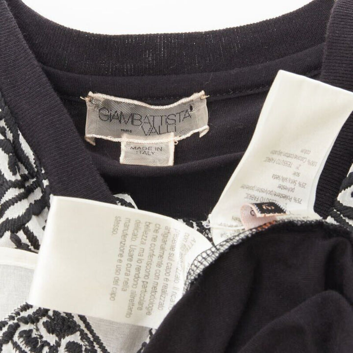 GIAMBATTISTA VALLI geometric jacquard front black cotton t-shirt dress XXS