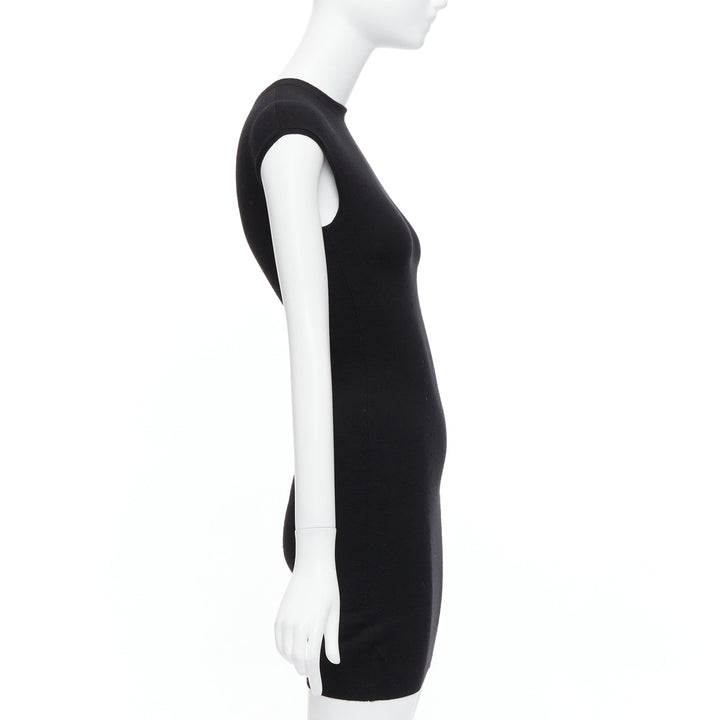 ALEXANDER WANG black wool blend pointelle knit bodycon dress XS