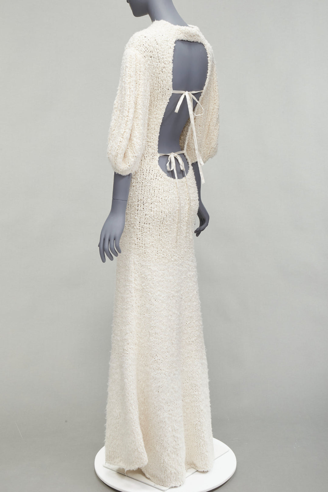 CECILIE BAHNSEN 2020 Latifa 100% silk knitted backless puff sleeves dress UK8 S