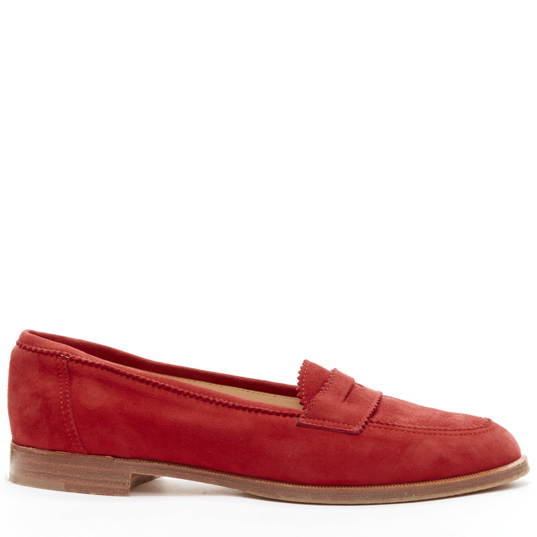 MANOLO BLAHNIK red suede leather classic penny loafer EU37