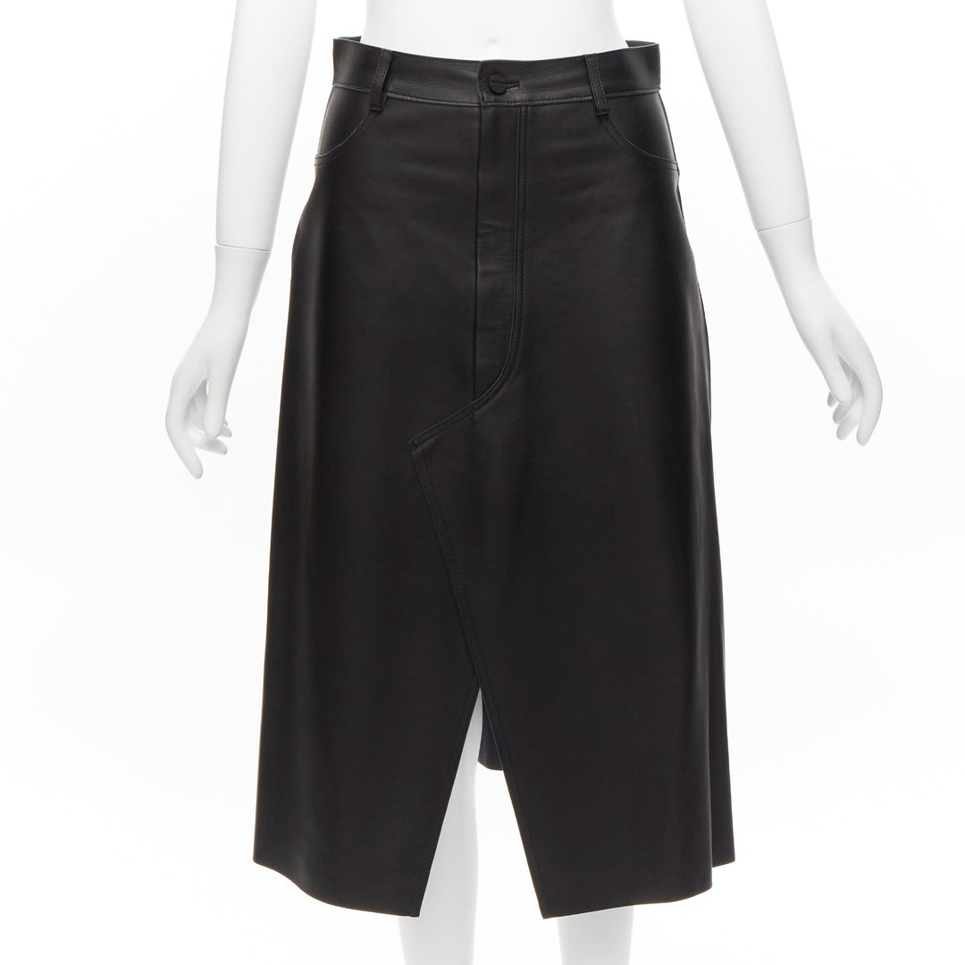 DION LEE black sheep leather back yoke front slit A-line skirt UK6 XS