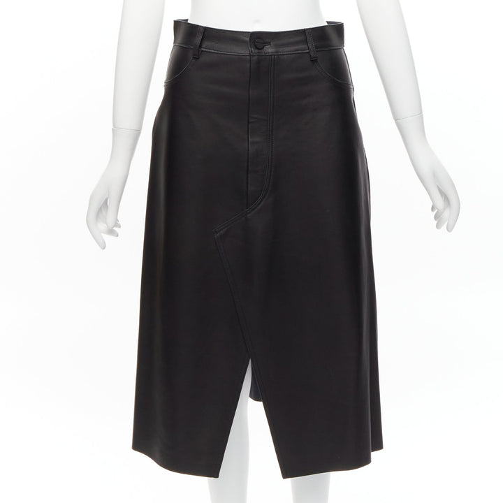 DION LEE black sheep leather back yoke front slit A-line skirt UK6 XS