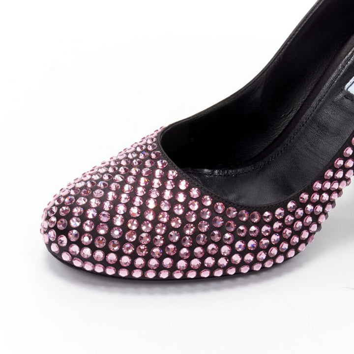 PRADA Rosa pink rhinestone crystal embellished pump EU37
