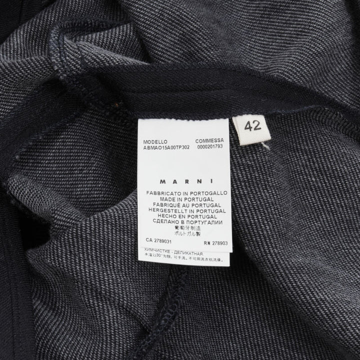 MARNI navy blue crinkled scoop neck boxy dress IT42 S