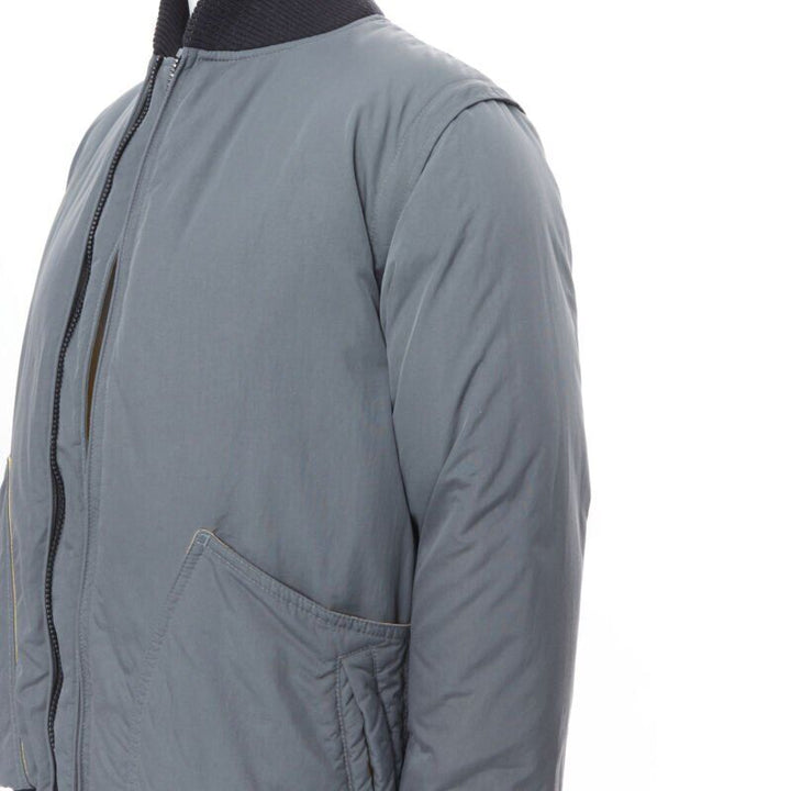 N HOOLYWOOD greey contrast yellow lined goose down padded bomber jacket S