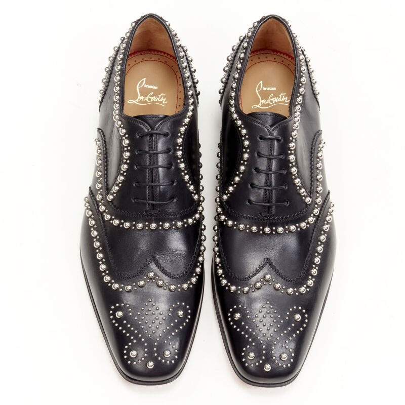 CHRISTIAN LOUBOUTIN Charlie Clou black silver studded oxford brogue EU44