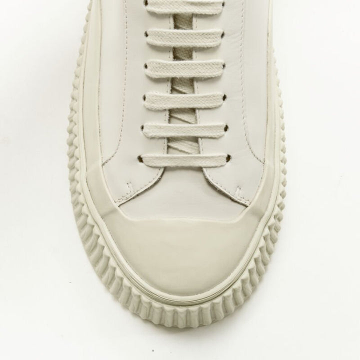 JIL SANDER light beige leather chunky rubber platform sole sneaker EU40