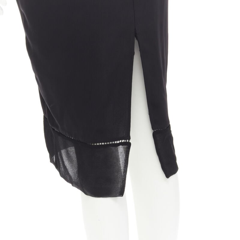 ZIMMERMANN black V-neck gathered waist lattice detail dress US0 XS