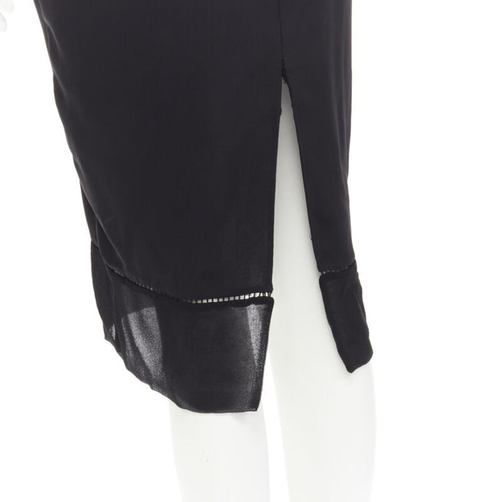 ZIMMERMANN black V-neck gathered waist lattice detail dress US0 XS