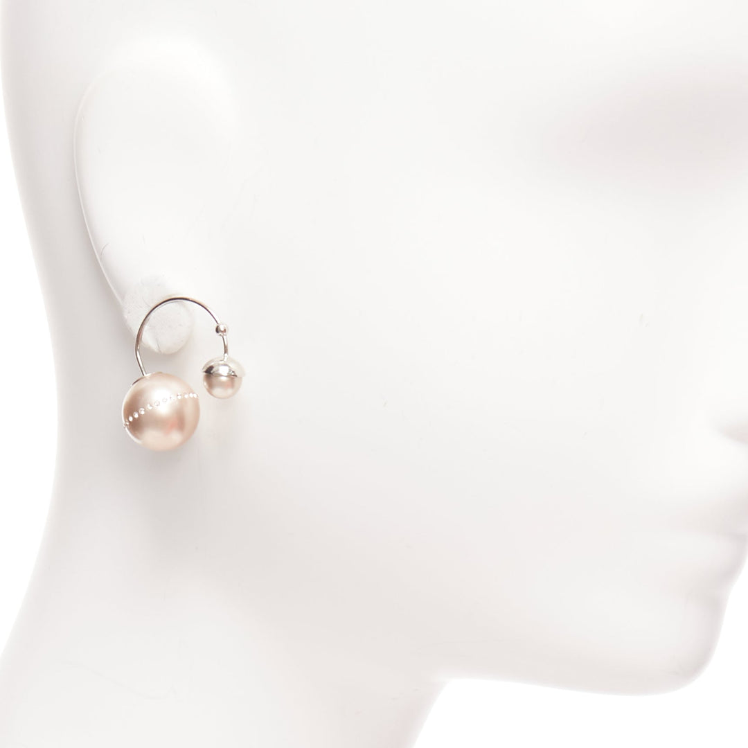 DIOR Tribales pealescent pink faux pearls crystal orbital pin earrings Pair