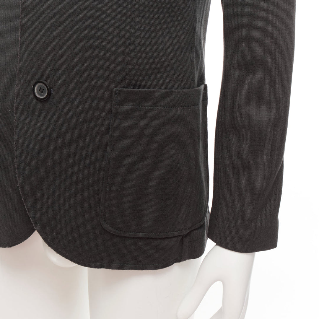 LANVIN grey cotton overtitched darts frayed edge pocketed blazer FR48 M