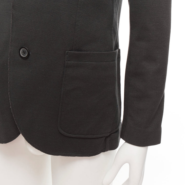LANVIN grey cotton overtitched darts frayed edge pocketed blazer FR48 M