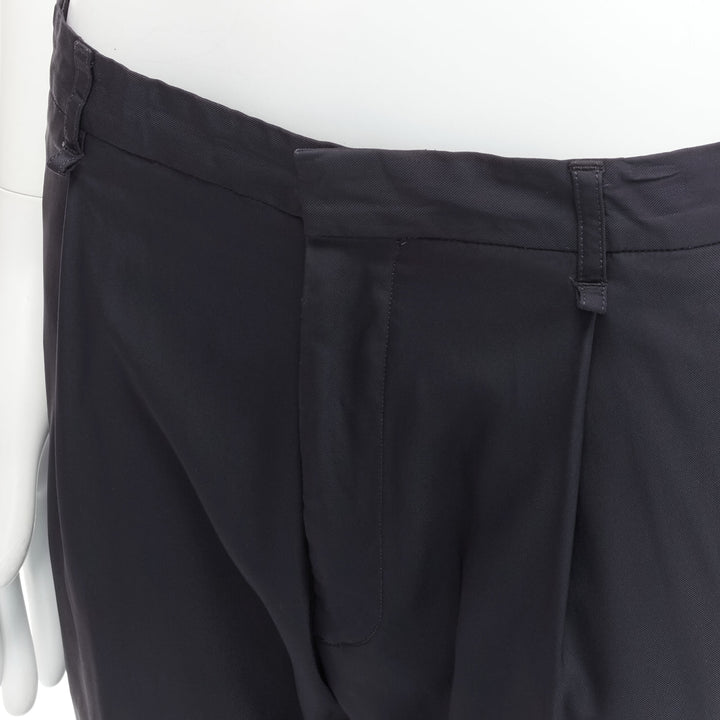 LANVIN navy viscose blend front pleats classy tapered dress pants IT46 S