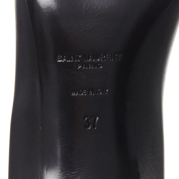 SAINT LAURENT silver spike studded bow point toe pump EU37