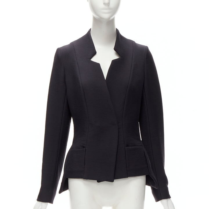 ZERO MARIA CORNEJO black wool scuba cutout collar jacket US2 S