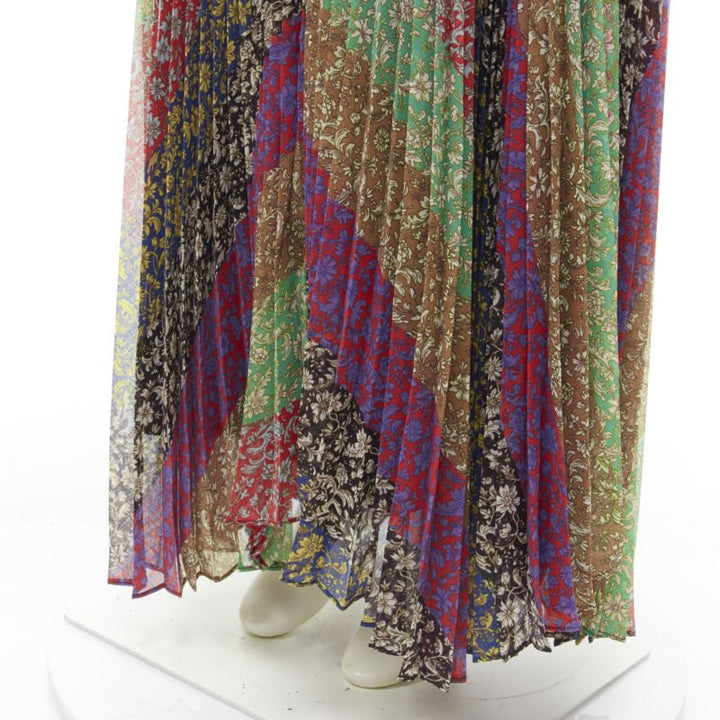 ALICE OLIVIA Jasmine Stripe multi paisley pleated long skirt US6 M