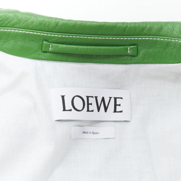 LOEWE JW ANDERSON kelly green leather moto biker jacket S
