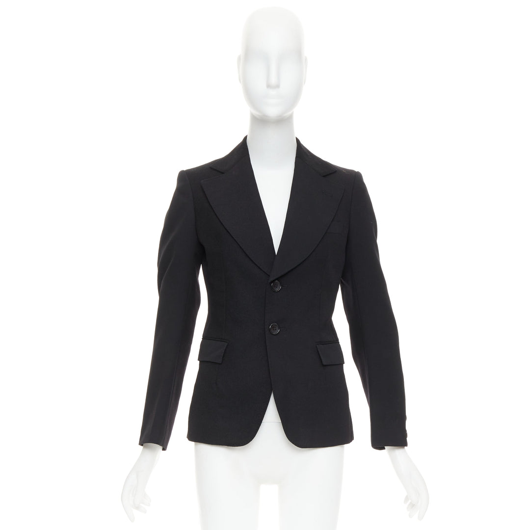 JUNYA WATANABE 2006 black wool contrast wide collar flap pocket blazer XS