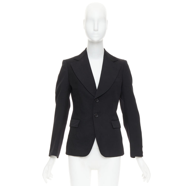 JUNYA WATANABE 2006 black wool contrast wide collar flap pocket blazer XS