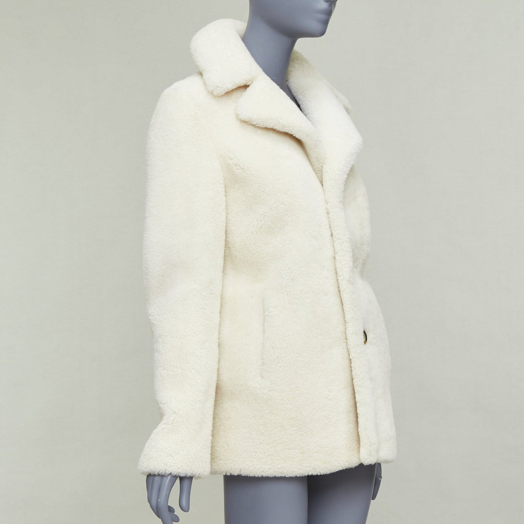SAINT LAURENT 2017 off white sheepskin shearling teddy coat FR36 S