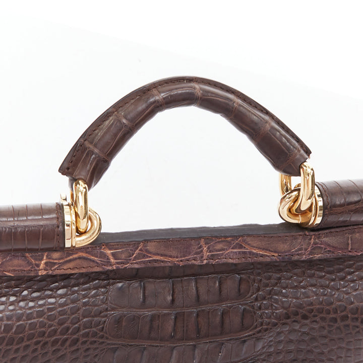 DOLCE GABBANA Miss Sicily brown white mixed scaled leather crossbody bag