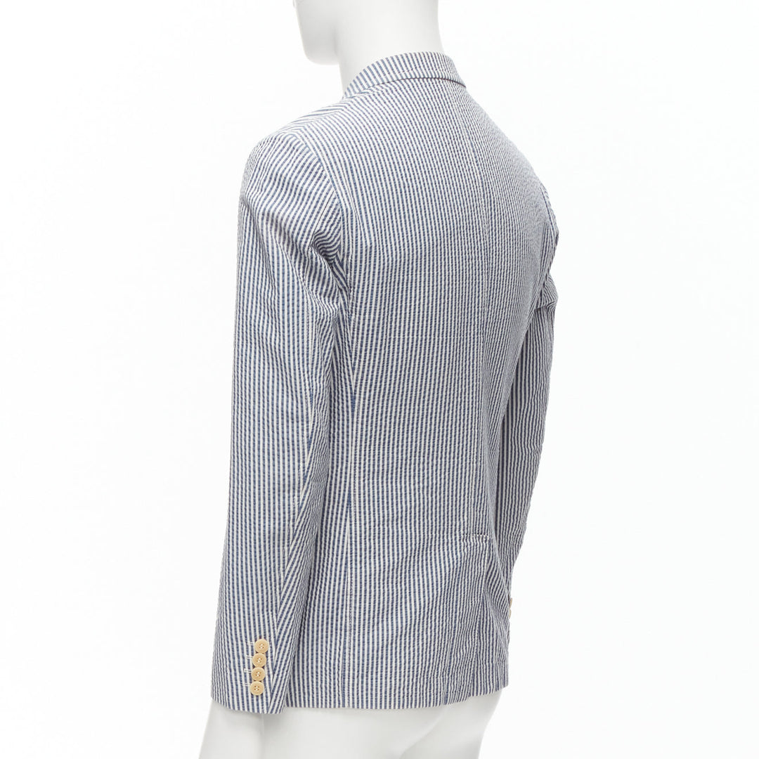 JUNYA WATANABE MAN 2013 blue white striped seersucker cotton blazer jacket S