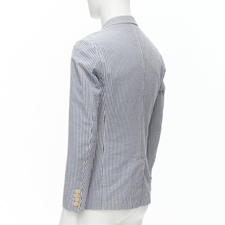 JUNYA WATANABE MAN 2013 blue white striped seersucker cotton blazer jacket S