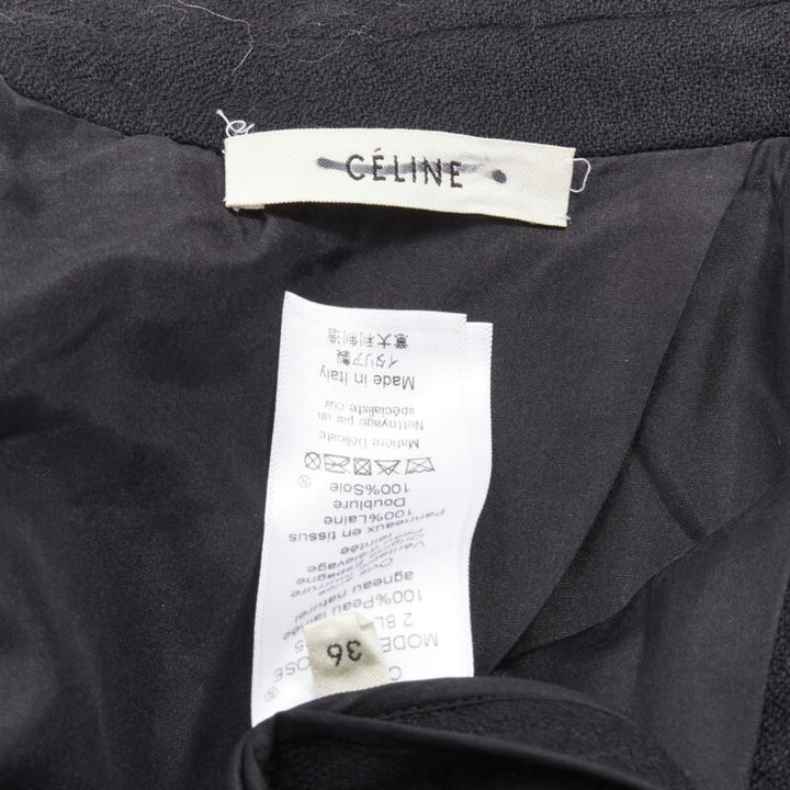 OLD CELINE Phoebe Philo black lambskin shearling wool layered coat FR34 XS