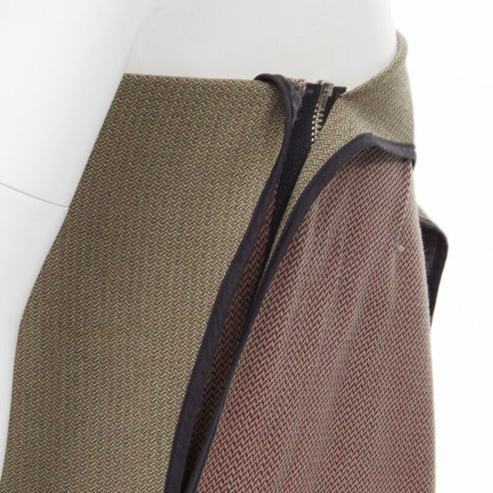 vintage JUNYA WATANABE 1997 wool green red deconstructed asymmetric mini skirt M