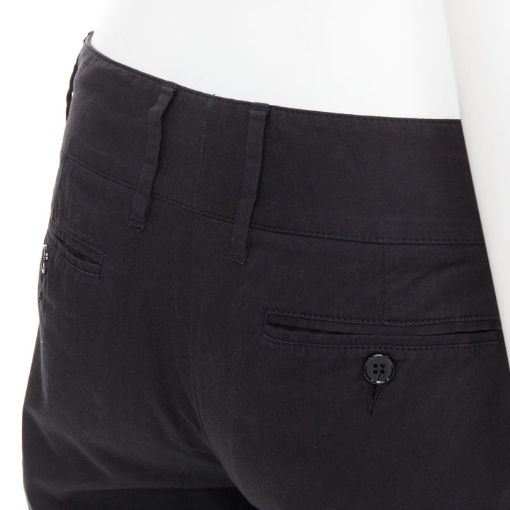 DOLCE GABBANA black cotton silk DG charm cuffed bermuda shorts IT38 XS