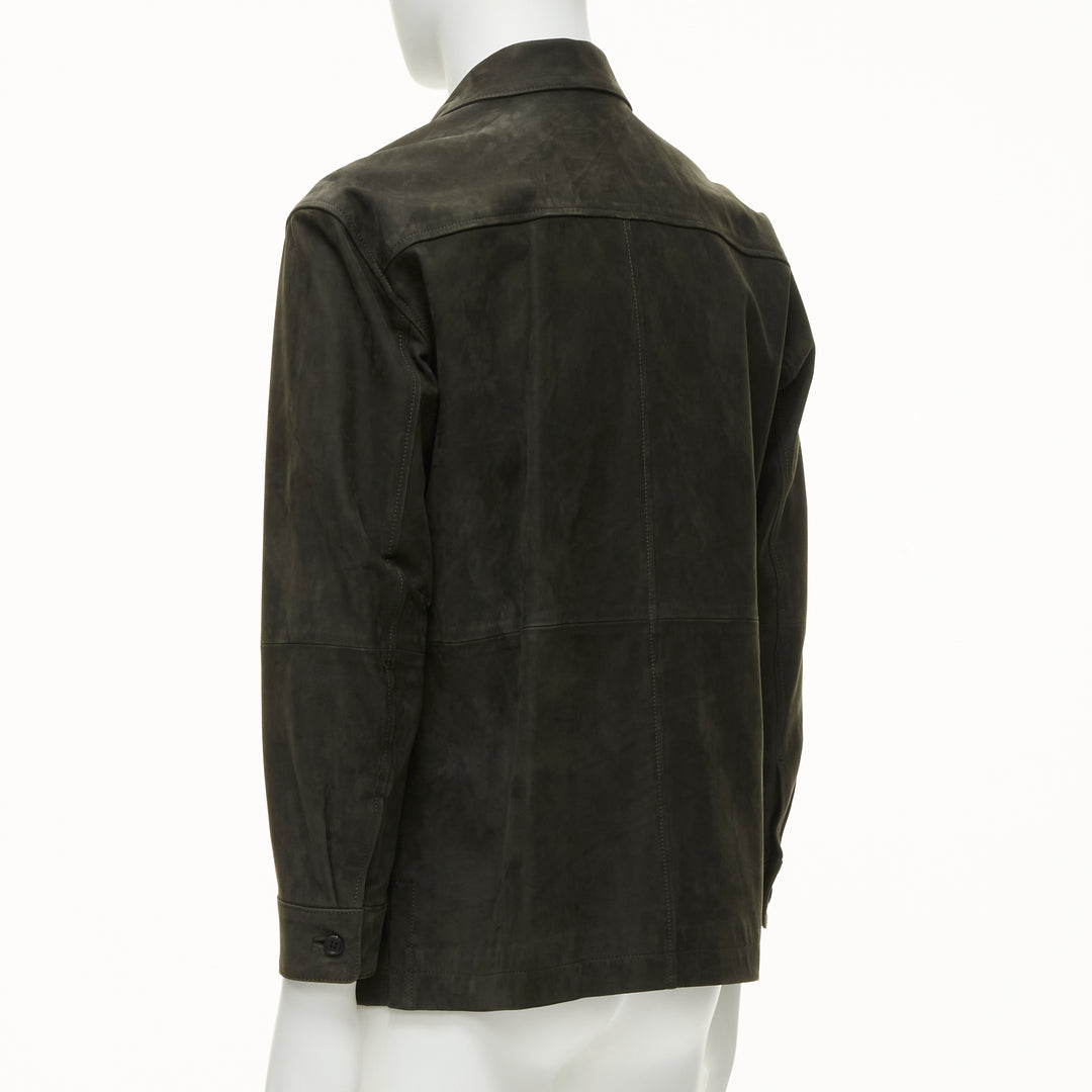 ISSEY MIYAKE WHITE LABEL grey cowhide suede leather overshirt jacket JP1 S