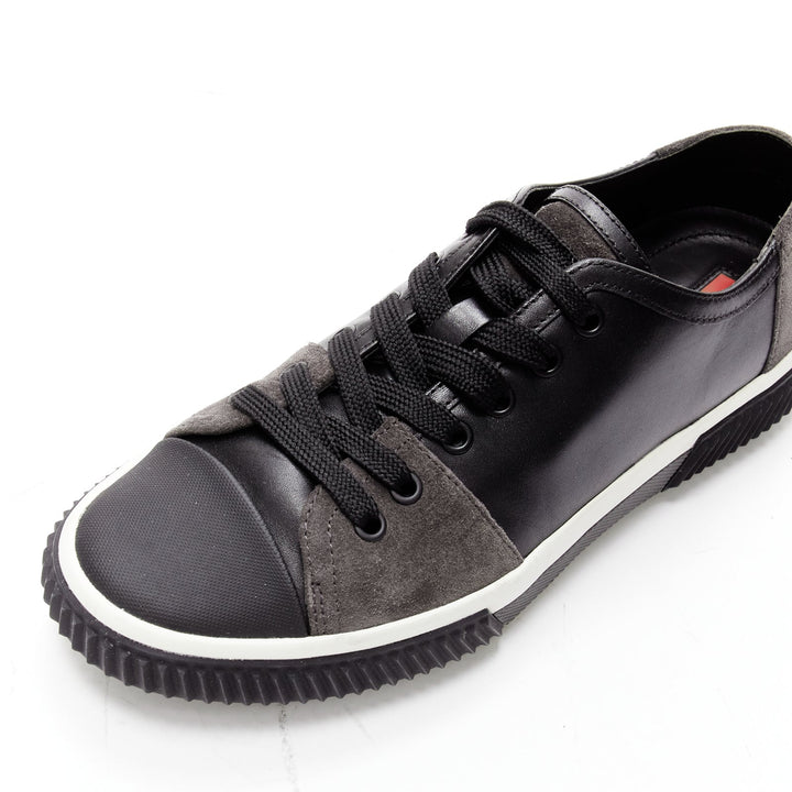 PRADA Stratus black grey suede leather low top sneakers UK5.5 EU39.5