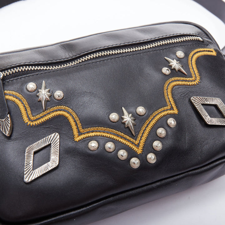 TOGA ARCHIVES Pulla black western embroidered hardware belt bag
