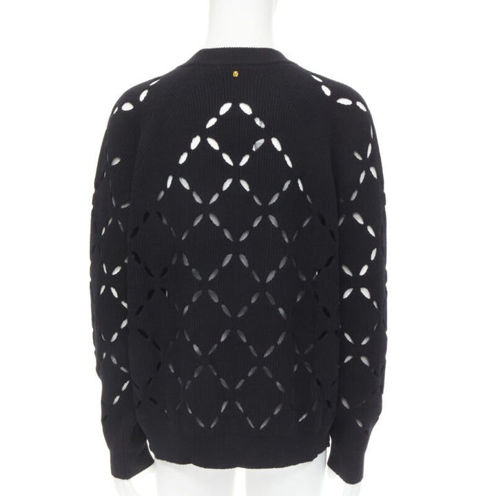 VERSACE 100% wool black diamond cut out Medusa stud sweater EU52 XL