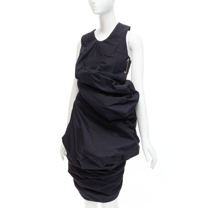 runway COMME DES GARCONS 1997 Lumps Bumps black circle cut asymmetric dress S