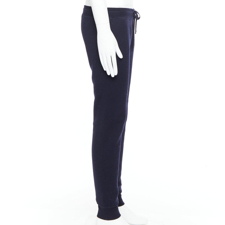 LANVIN navy soft waffle knit drawstring mid waist tapered jogger pants S