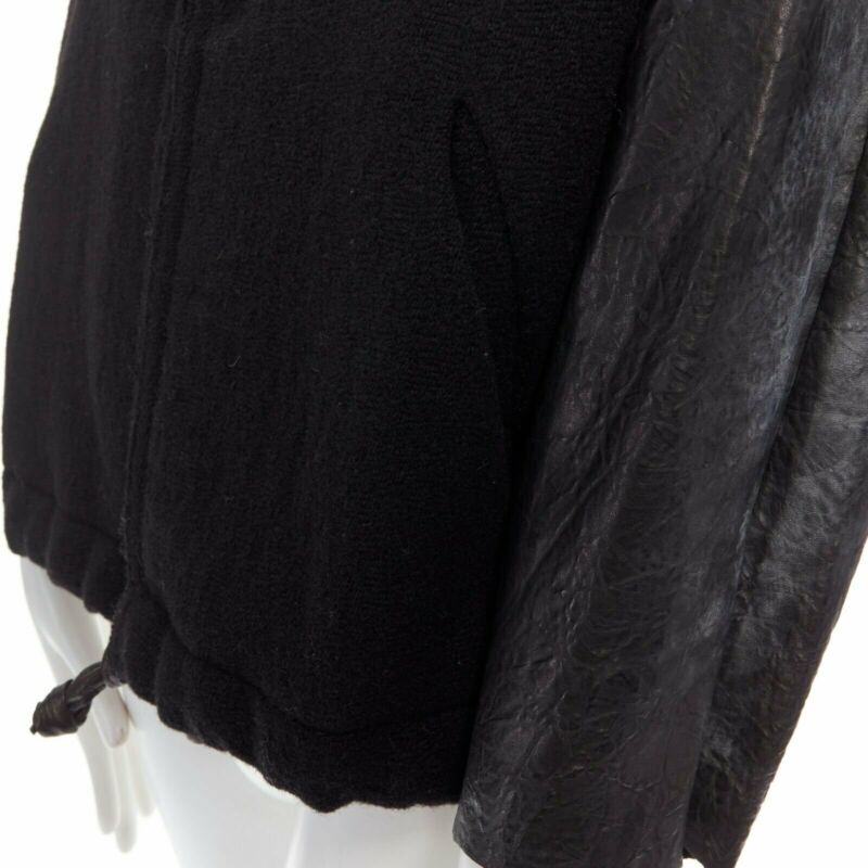 runway ISABEL MARANT Jeams leather sleeve wool zip up baseball bomber jacket S