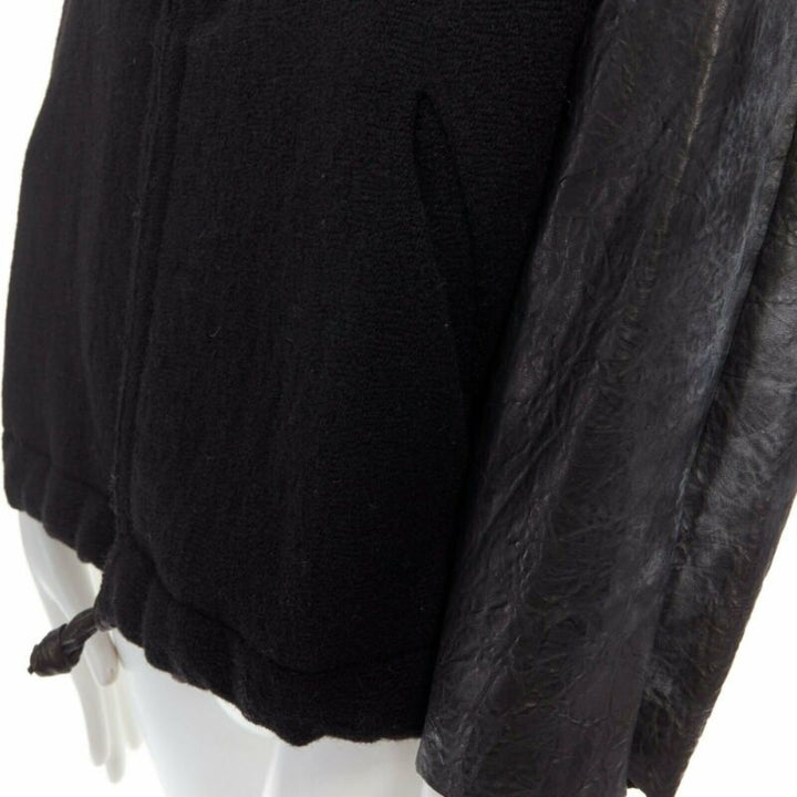 runway ISABEL MARANT Jeams leather sleeve wool zip up baseball bomber jacket S